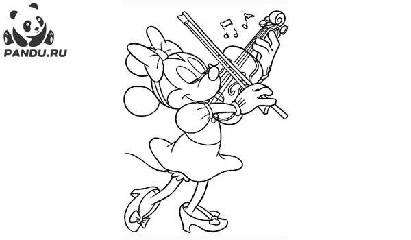 Сборник раскрасок Микки Маус и его друзья. Минни играет на скрипке