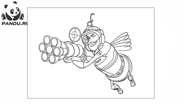 Раскраска Би Муви: Медовый заговор. Пчелка опыляет цветки