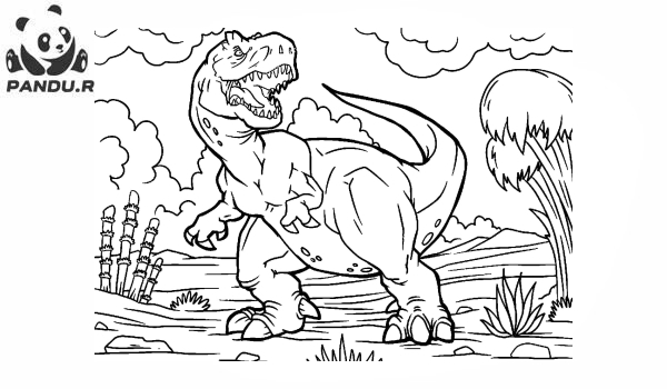 Раскраска Динозавр. Большой и злой динозавр