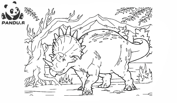Раскраска Динозавр. Трицератопс – один из самых могущественных динозавров