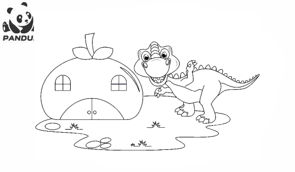 Раскраска Динозавр. Динозавр и его дом
