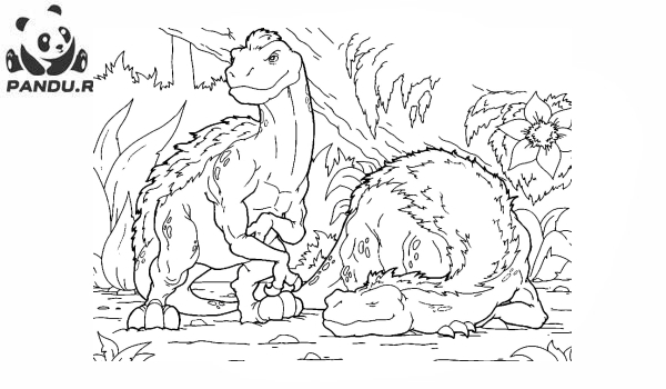 Раскраска Динозавр. Два динозавра