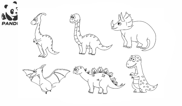 Раскраска Динозавр. Шесть динозавров