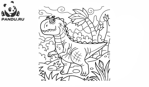 Раскраска Динозавр. Добрый динозавр