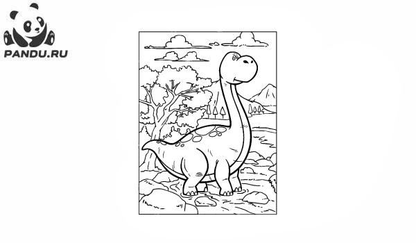 Раскраска Динозавр. Испуганный динозавр