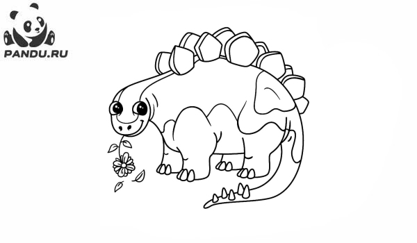 Раскраска Динозавр. Мультяшный динозавр с шипами на спине