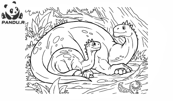 Раскраска Динозавр. Мама и детеныш