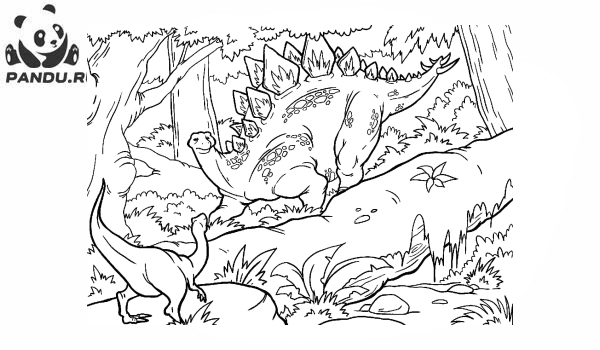 Раскраска Динозавр. Большой и маленький динозавр