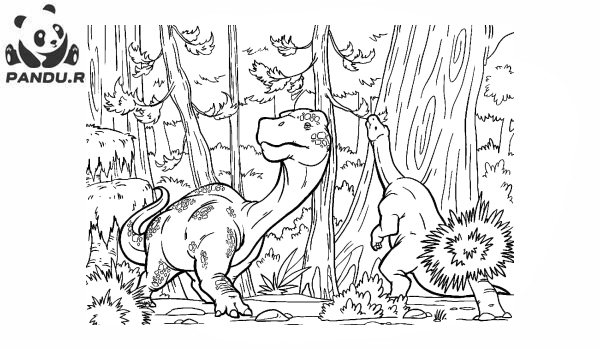 Раскраска Динозавр. Динозавры в поисках еды