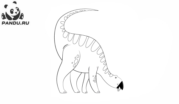 Раскраска Динозавр. Динозавр ест траву