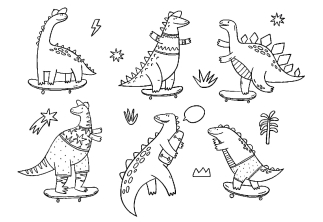 Динозавры скейтбордисты