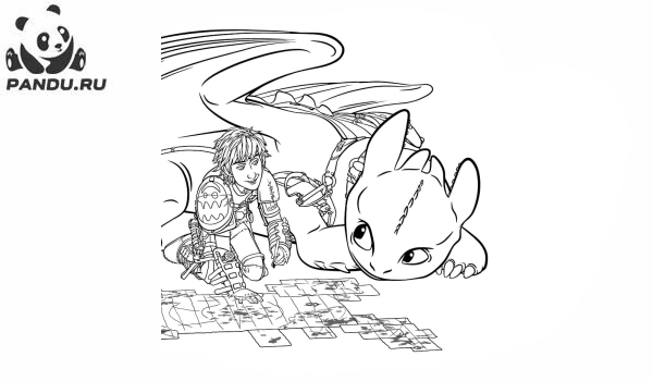 Раскраска Как приручить дракона 3. Иикинг рассказывает Беззубику свой план.