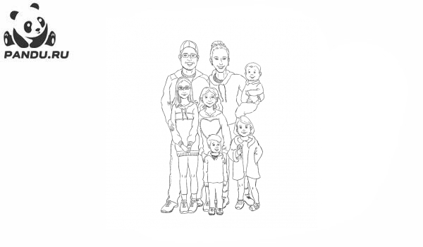 Раскраска Члены семьи. Семья карандашом