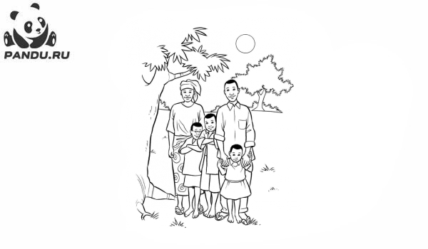 Раскраска Члены семьи. Семья рисунок карандашом