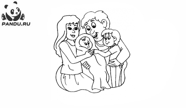 Раскраска Члены семьи. Семья рисунок карандашом