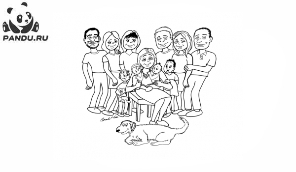 Раскраска Члены семьи. Маленький рисунок семьи