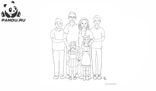 Раскраска Члены семьи. Рисунок моя семья мое богатство раскраска