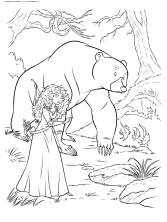 Мерида и медведица идут по лесу