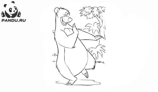 Раскраска Книга джунглей. Медведь Балу