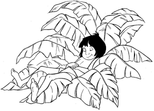 Маугли спит в кустах