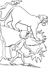 Пантера и Маугли идут советоваться с Балу