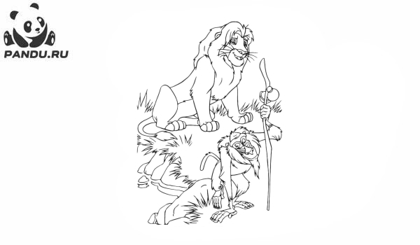 Раскраска Король Лев. Муфаса и Рафики