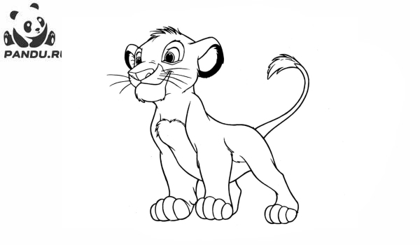 Раскраска Король Лев. Маленький тигренок Симба