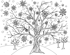 Зимнее дерево со снежинками