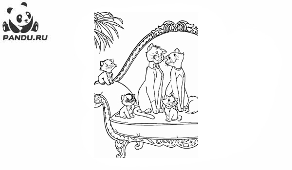 Раскраска Коты Аристократы. Раскраска Коты аристократы - рисунок №22
