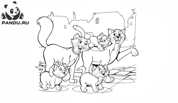 Раскраска Коты Аристократы. Раскраска Коты аристократы - рисунок №25