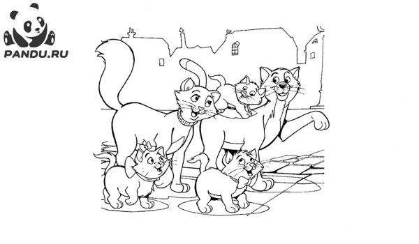 Раскраска Коты Аристократы. Раскраска Коты аристократы - рисунок №35