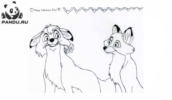 Раскраска Лис и пёс. Рисунок №18