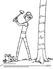 Тед рубает дерево