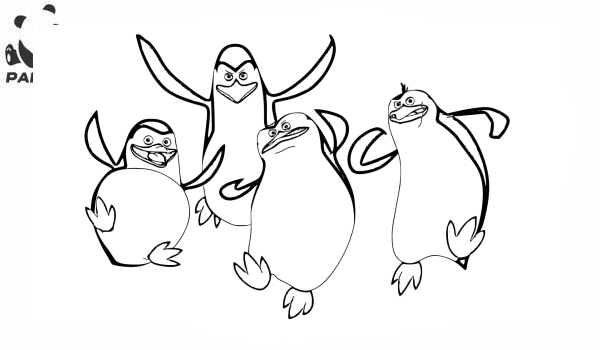 Раскраска Мадагаскар. Пингвины Мадагаскара танцуют