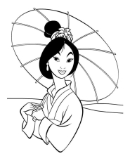 Мулан с японским зонтиком.