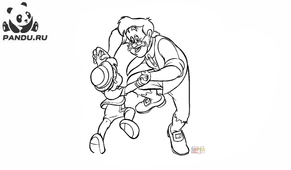 Раскраска Пиноккио. Пиноккио и его отец