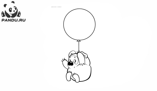 Раскраска Приключения Винни. Медвежонок на воздушном шаре