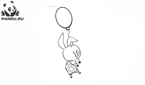 Раскраска Приключения Винни. Пятачок с шариком