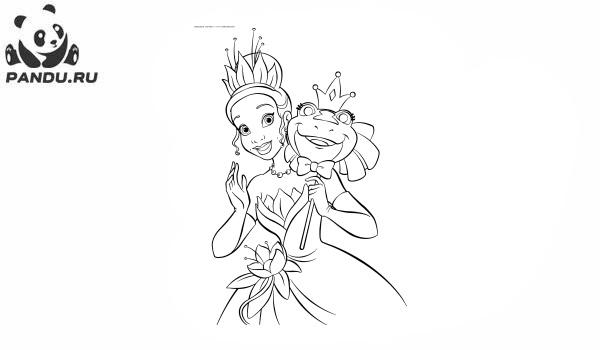 Раскраска Принцесса и лягушка. Тиана с маской