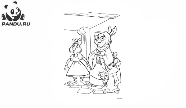 Раскраска Робин Гуд. Зайцы из мультфильма Робин Гуд