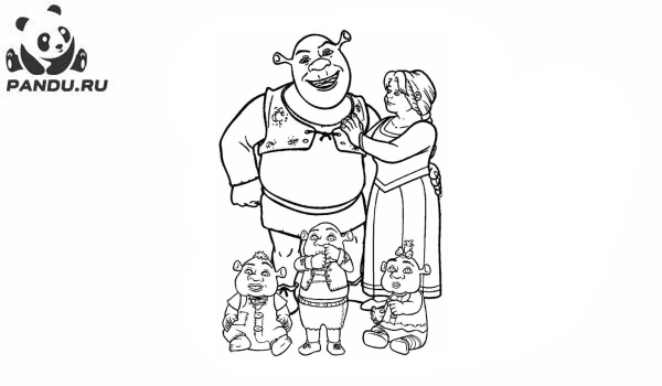Раскраска Шрек. Шрек и его семья