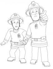 Силуэт пожарного с ребенком