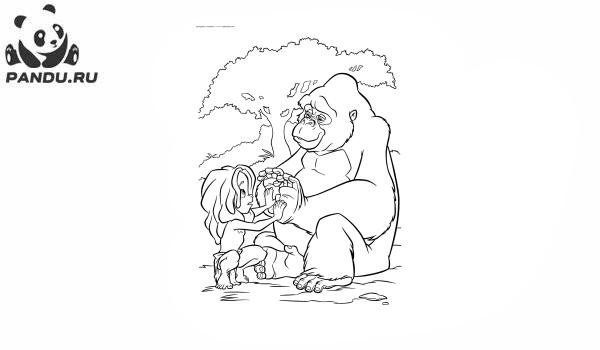 Раскраска Тарзан. Тарзан и Кала