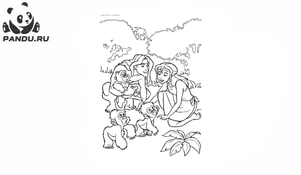 Раскраска Тарзан. Тарзан и Джейн