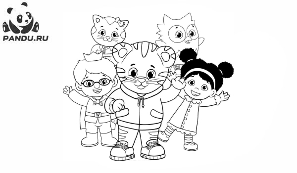 Раскраска Тигрёнок Даниэль и его соседи. Тигрёнок и его друзья