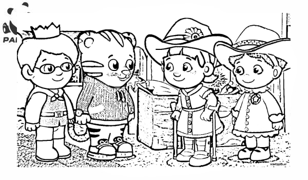 Раскраска Тигрёнок Даниэль и его соседи. Друзья всегда помогут.