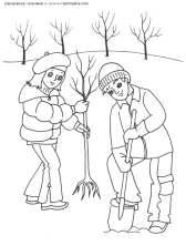 Дети сажают деревья
