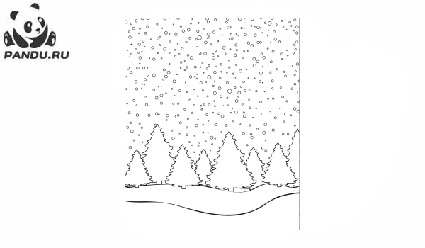 Раскраска Зима. Зимний лес