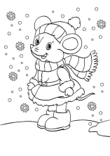 Мышка радуется снегу