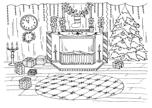 Уютная комната, украшенная на Рождество